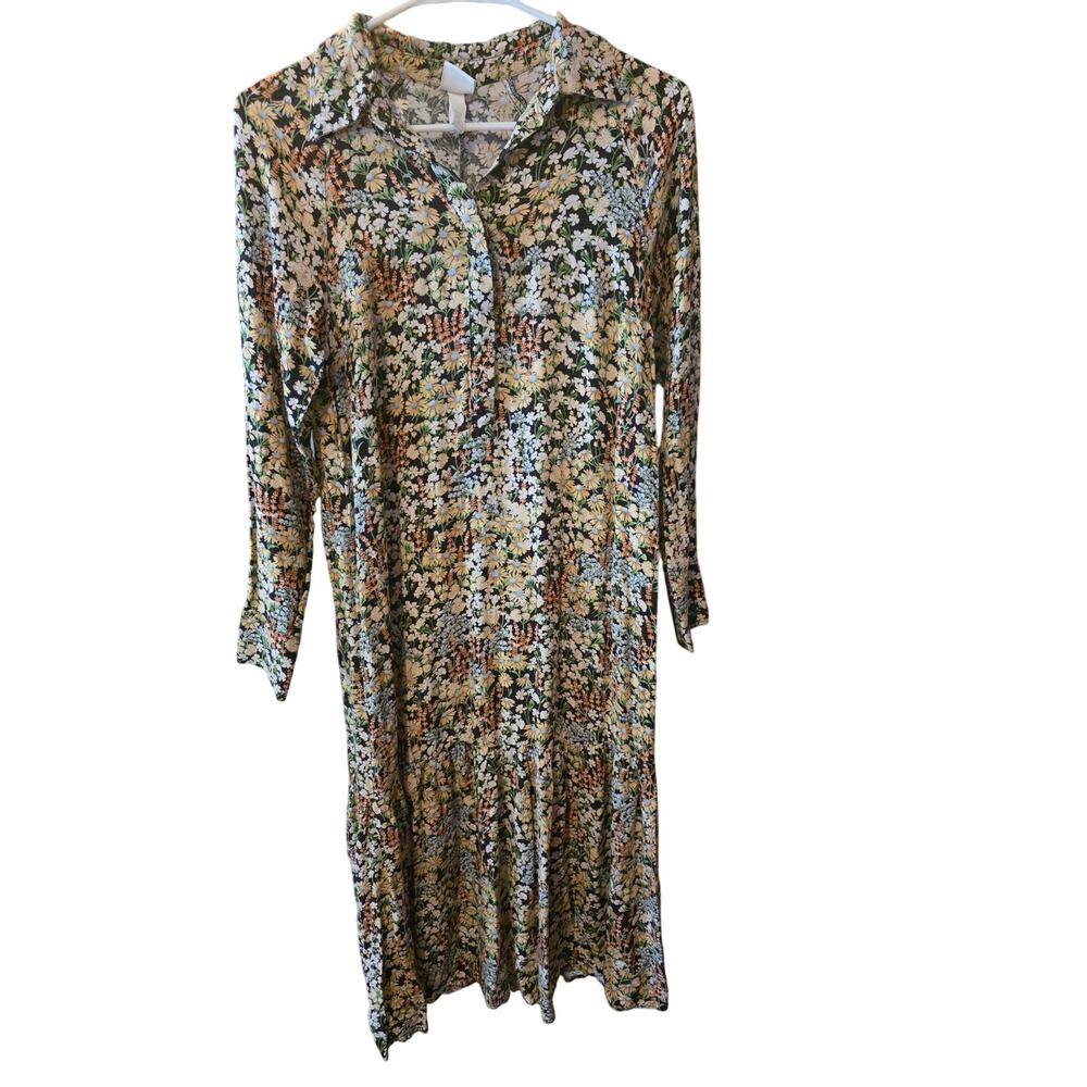 H&M Pop Over Long Length Dress XS Womens Long Sleeve Multicolor Cottage Core